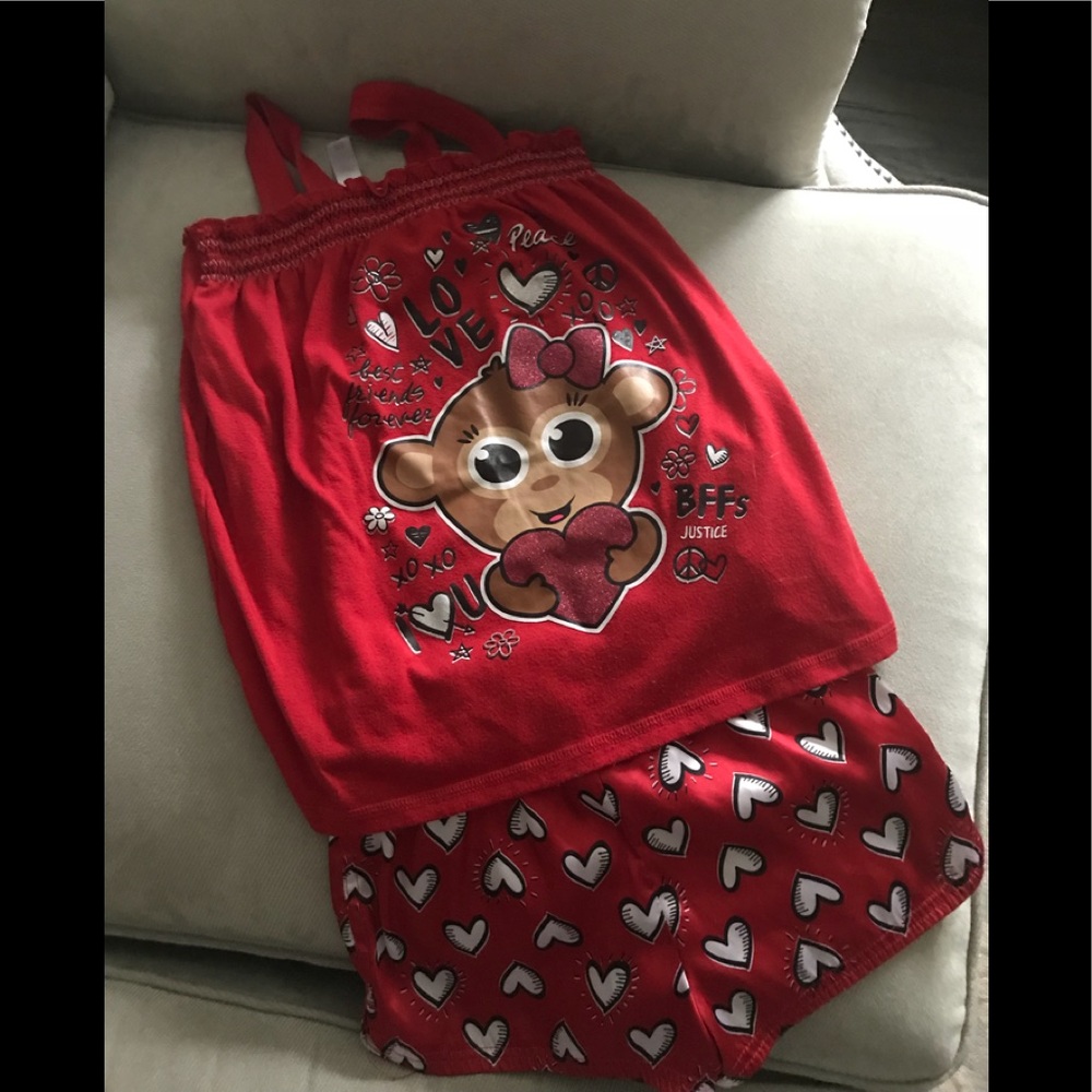 Justice Baby doll Valentine pjs. Size 8
